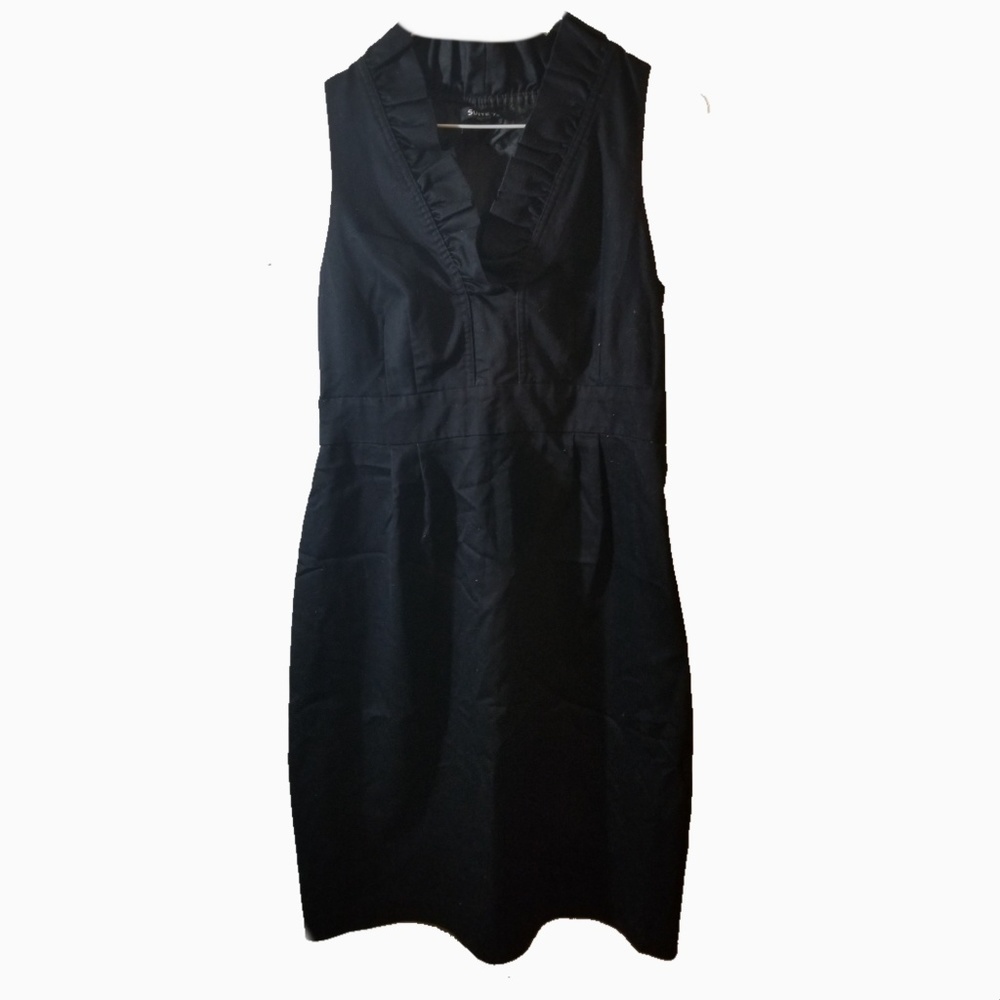 ^Suite 7 black sleeveless cotton blend dress med